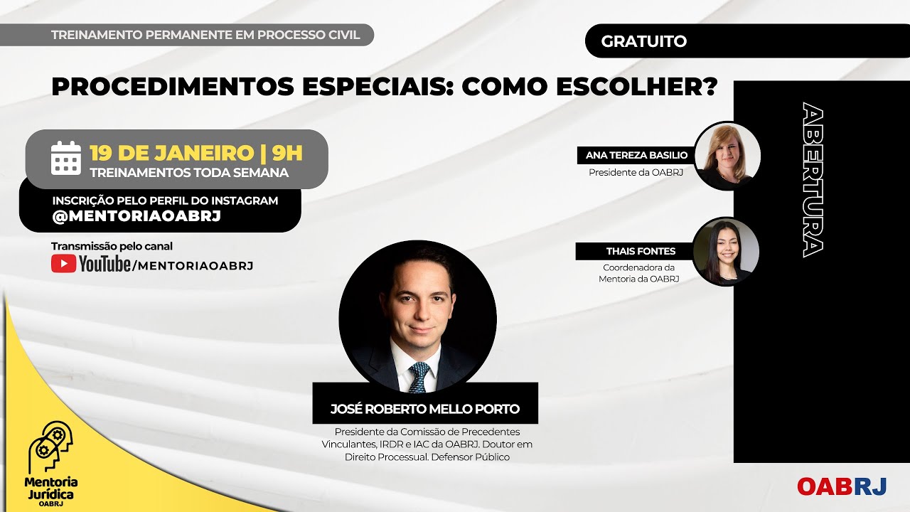 Procedimentos especiais: como escolher? - Treinamento em Processo Civil - 19/01 - 09H