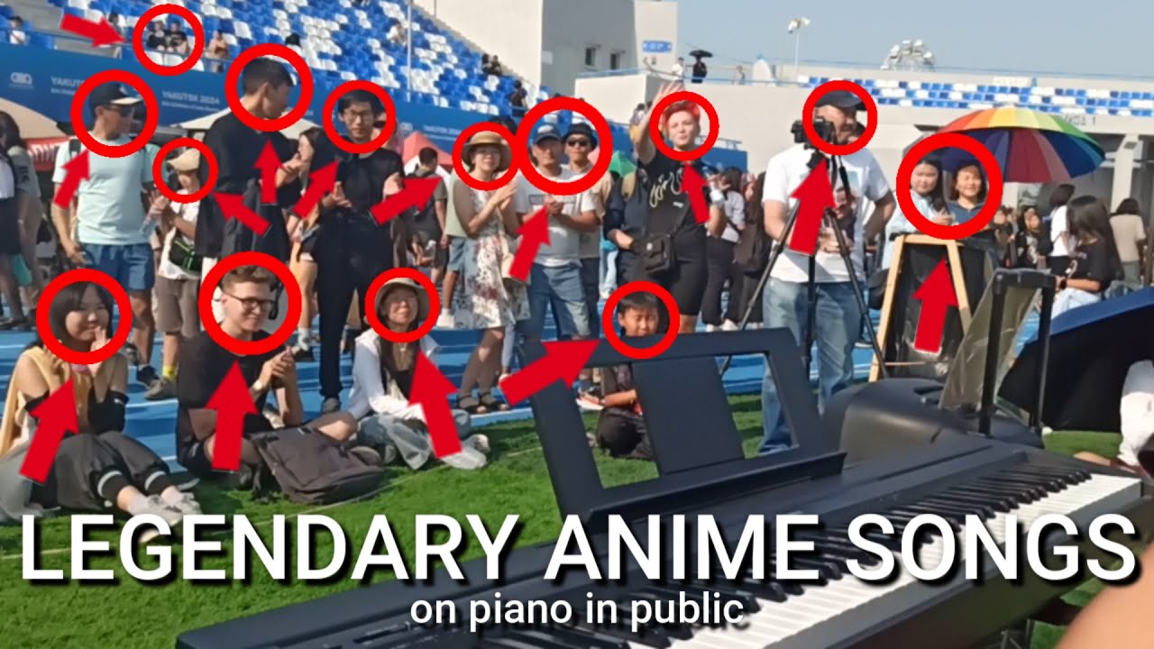 I played LEGENDARY ANIME SONGS on PIANO in PUBLIC!!! again...