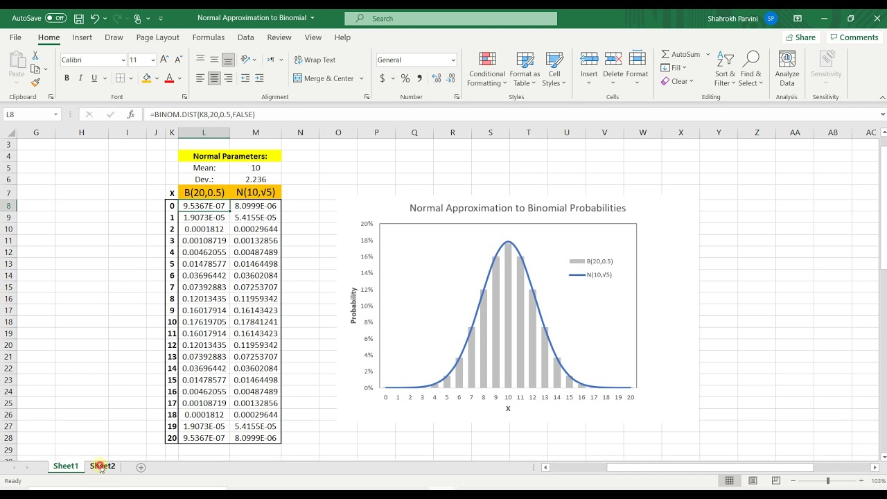 Overlay Normal Distribution on a Binomial Distribution in Excel