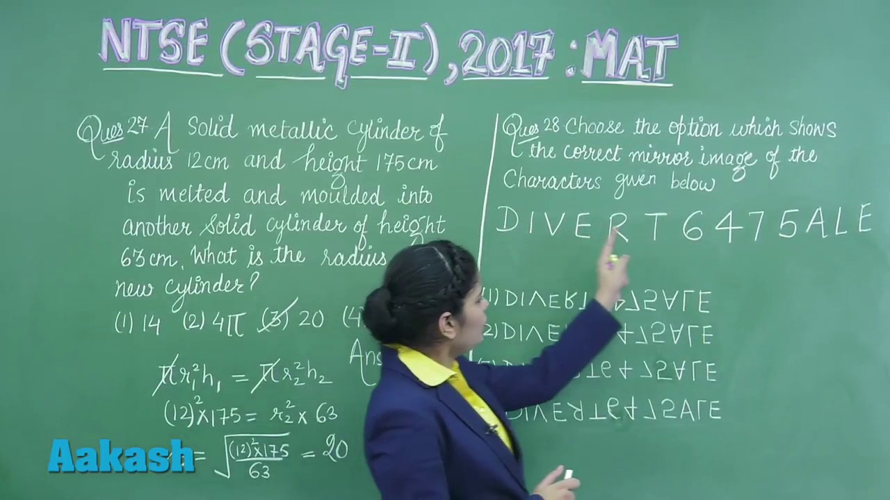 NTSE (Stage-II) 2017 Video Solutions for MAT Questions 27 & 28