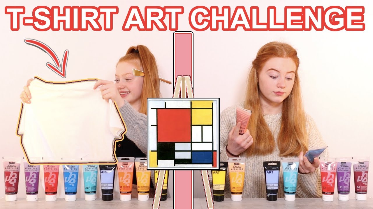 TWIN TELEPATHY T-SHIRT ART CHALLENGE *3 Color Painting Clothes DIY | Sis Vs Sis | Ruby and Raylee