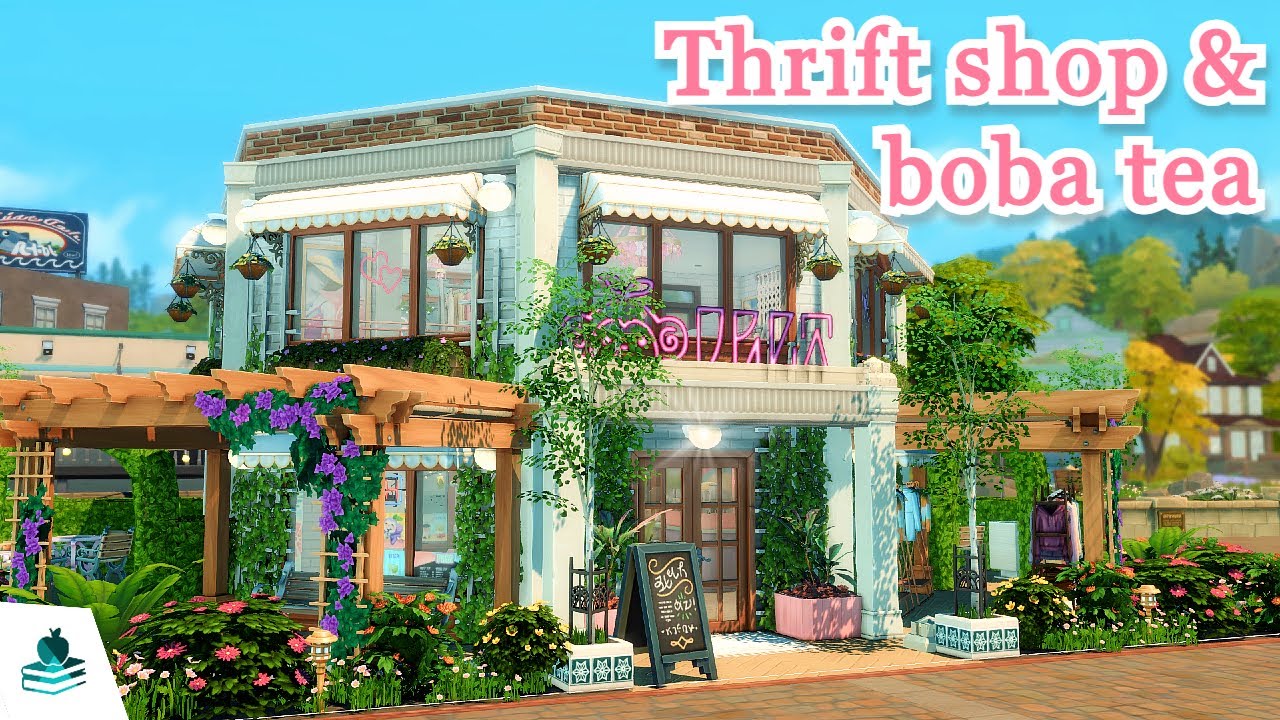 Бутик секонд-хенда «Коппердейл» и чай «Боба» — скоростная сборка для Sims 4 High School Years (бе...