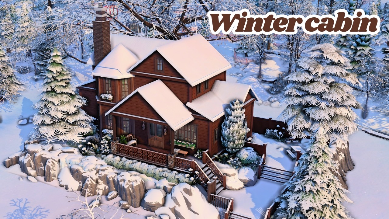 Winter cabin // The sims 4 CC speed build