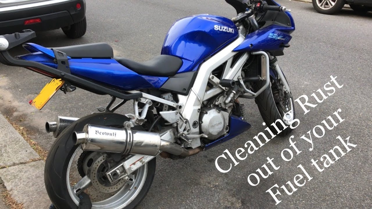 How to clean out a rusty motorcycle fuel tank ( Suzuki sv 1000 s ) part 1