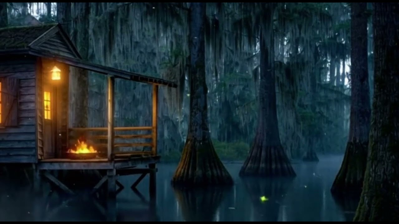 Dark Louisiana Bayou Night 🌙🐸 | Swamp Sounds for Deep Sleep | 4 Hours