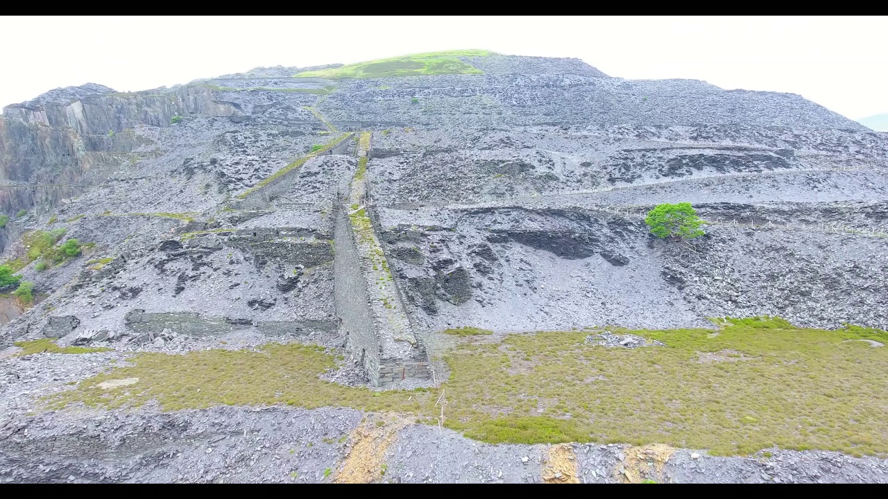 Llyn Peris Lake Featuring Llanberis Slate Mine at Llanberis North Wales in 4K