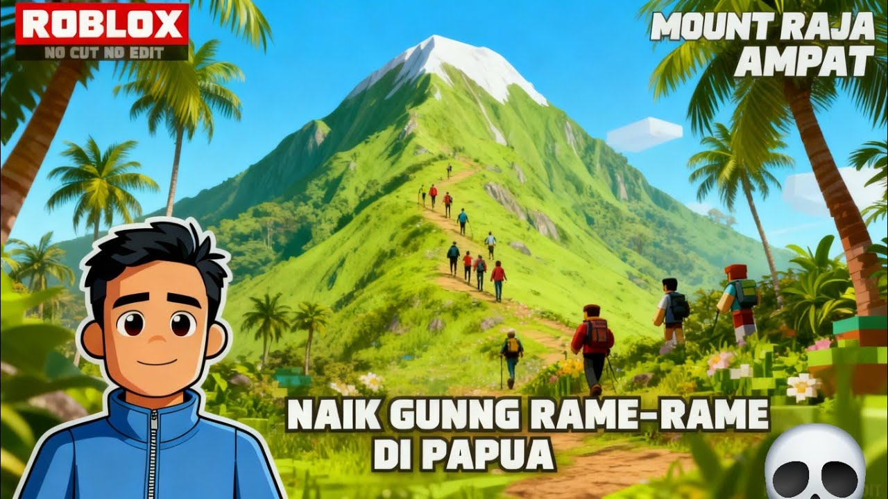 No Cut No Edit Pertama Kali Naik Gunung Rame Rame Banget - Mount Raja Ampat | ROBLOX INDONESIA