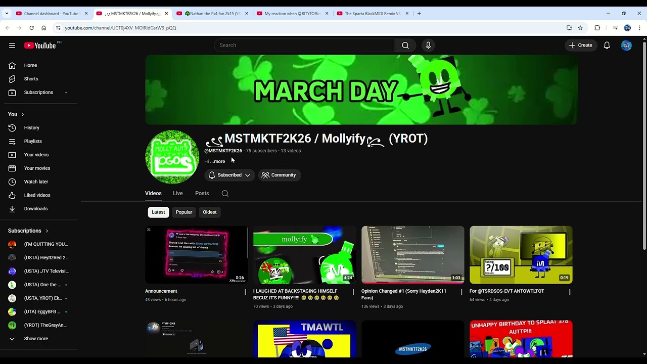 Shoutout to @MSTMKTF2K26 for subscribing me!