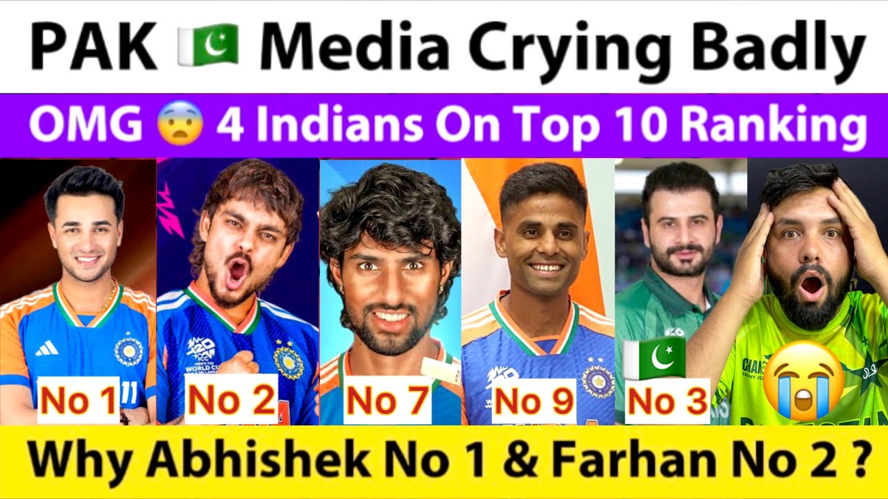 PAK Media 😭 4 Indian Batsman In Top Ten Ranking After T20 WC 2026 | Abhishek No 1 & Farhan 3 Why