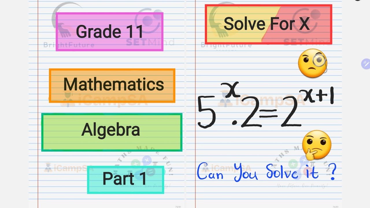 Grade 11 Mathematics: Solve for X Part 1 | Algebra | iCampSA
