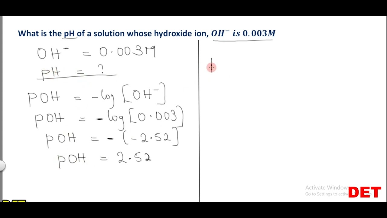 pH and pOH of a Solution 7
