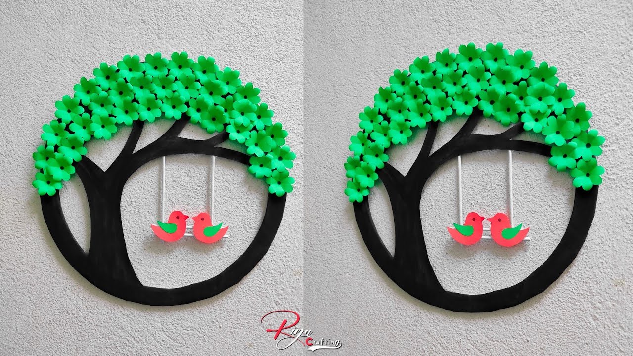 Beautiful flower tree with love birds wall hanging || Diya home 🏠decorate || Diy paper crafts easy