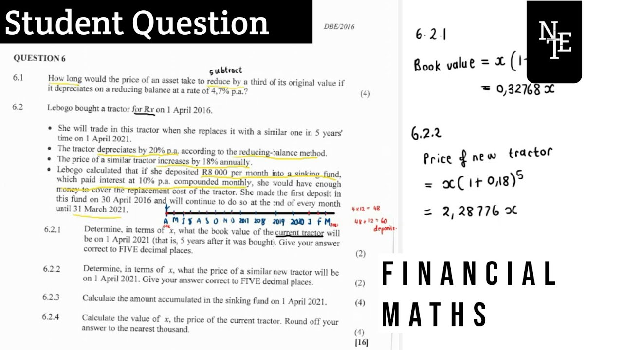 Grade 12 Financial Maths May-June 2016 Question 6 [Sinking Fund] (DBE Maths/CAPS)| NTE