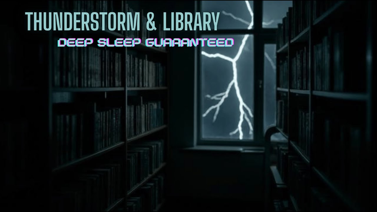 THUNDERSTORM in a Grand Library   Deep Sleep Story & Heavy Rain