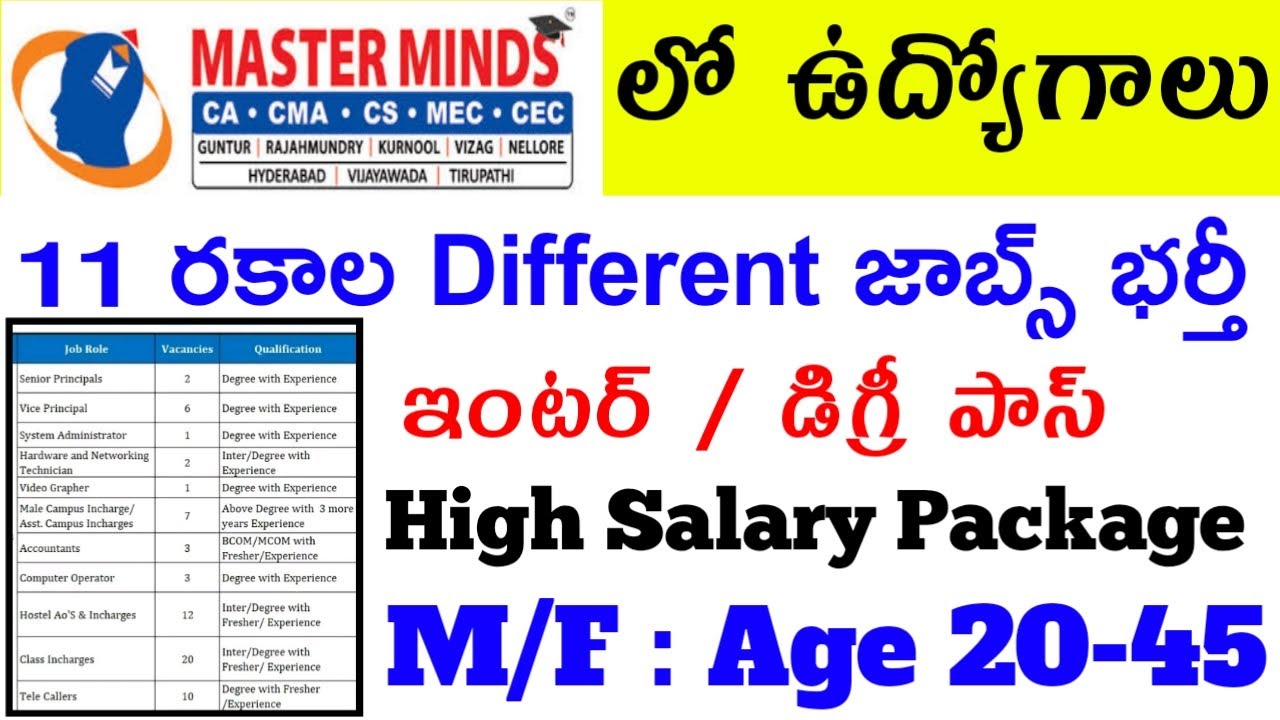 Master Minds Jobs 2022 | Master Minds Jobs Recruitment 2022 | Master Minds Jobs For Freshers