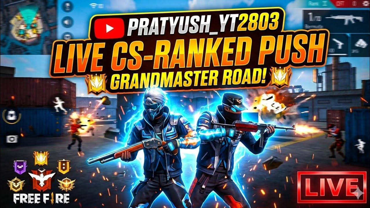 LIVE CS RANKED PUSH 😱 Grandmaster Road Begins | Intense Clutch Gameplay 🔥PRATYUSH_YT2803 #freefire