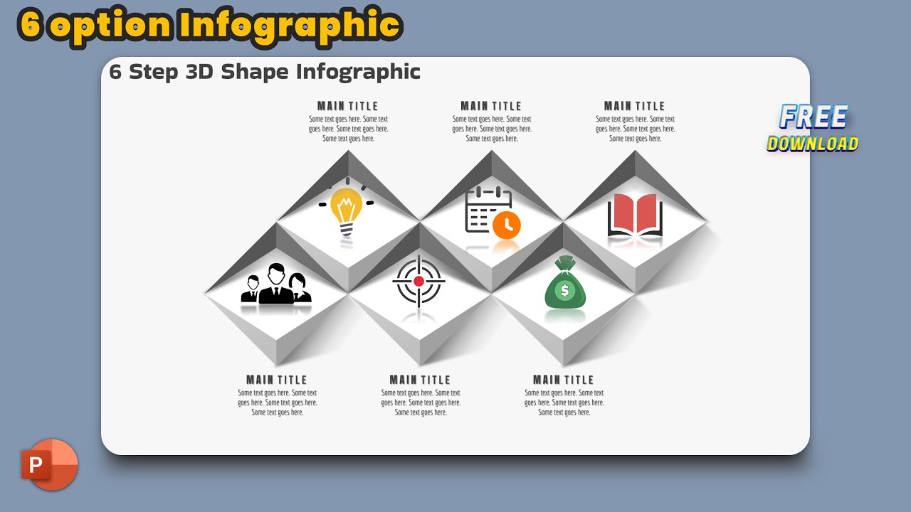80.PowerPoint Infographic - 6 Step 3D Shape Slide Template | Free download | Microsoft 365