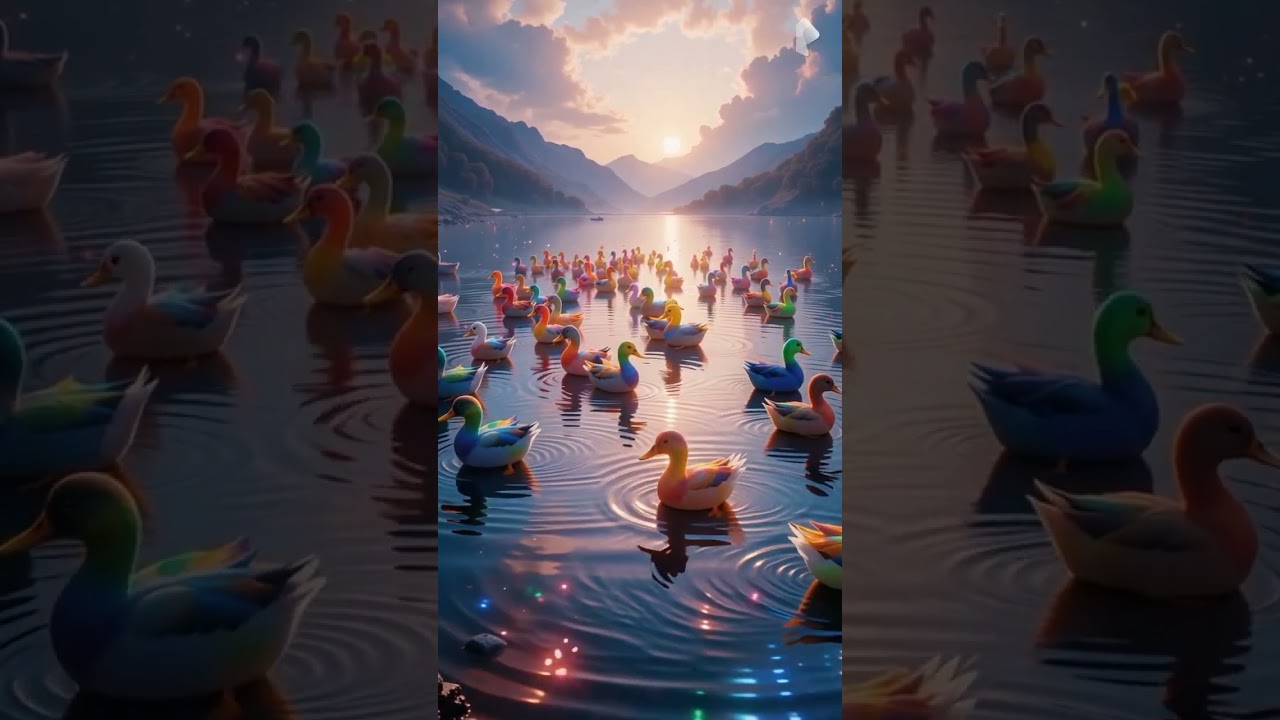 A Giant  Crystal Lake Where Colorful Rainbow Ducks  Swimming #foryou #fypシ #funny #cute #duck