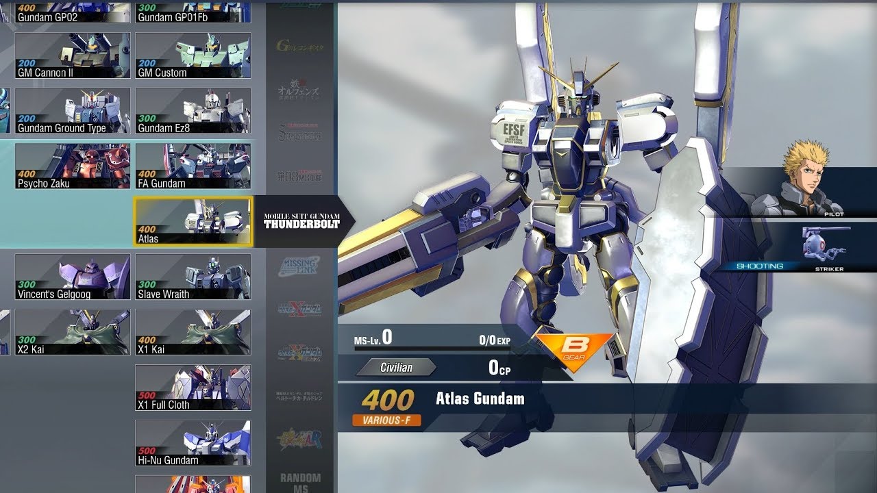 Gundam Versus Combo Guide - Atlas Gundam [DLC]