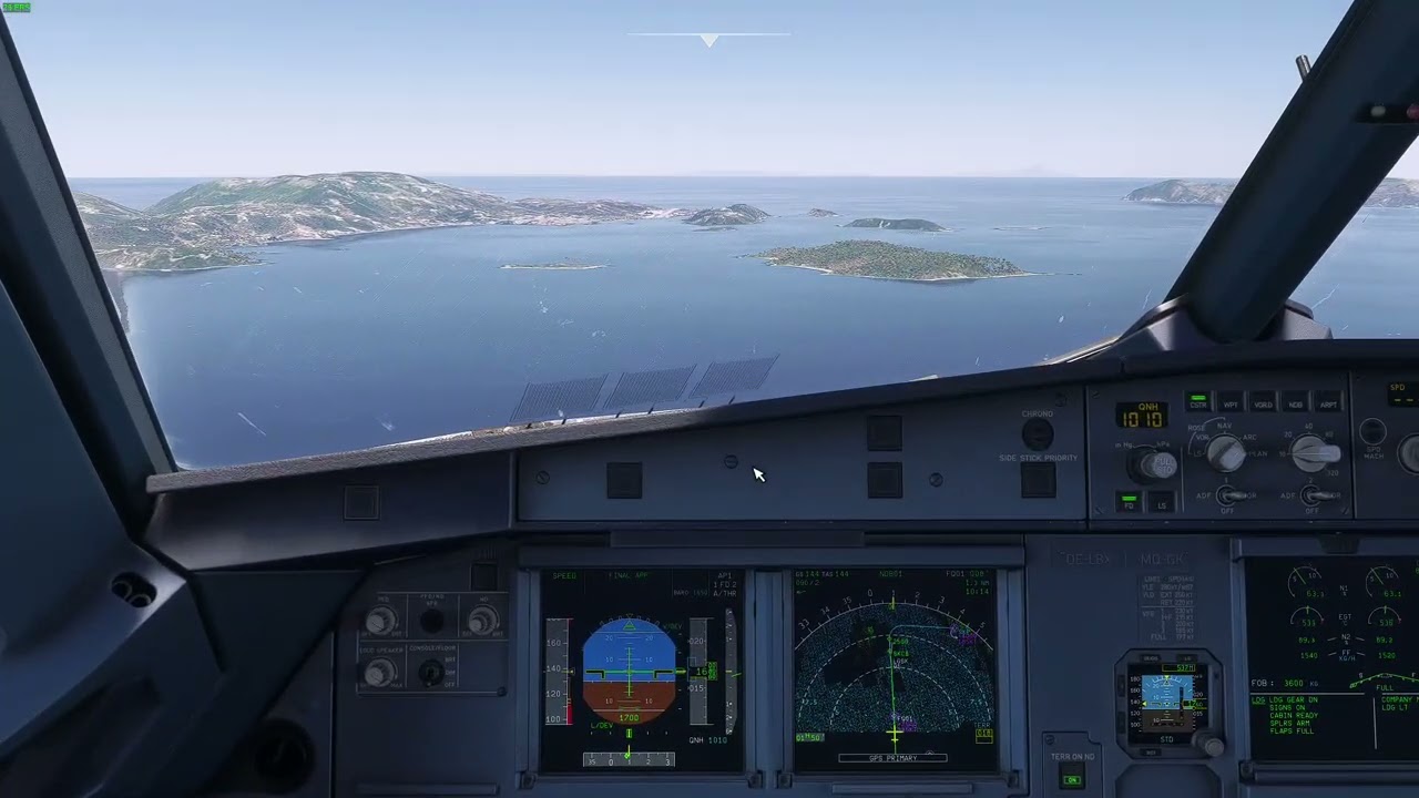 Landing at Skiathos Island National Airport (LGSK) (MSFS) pilots perspective