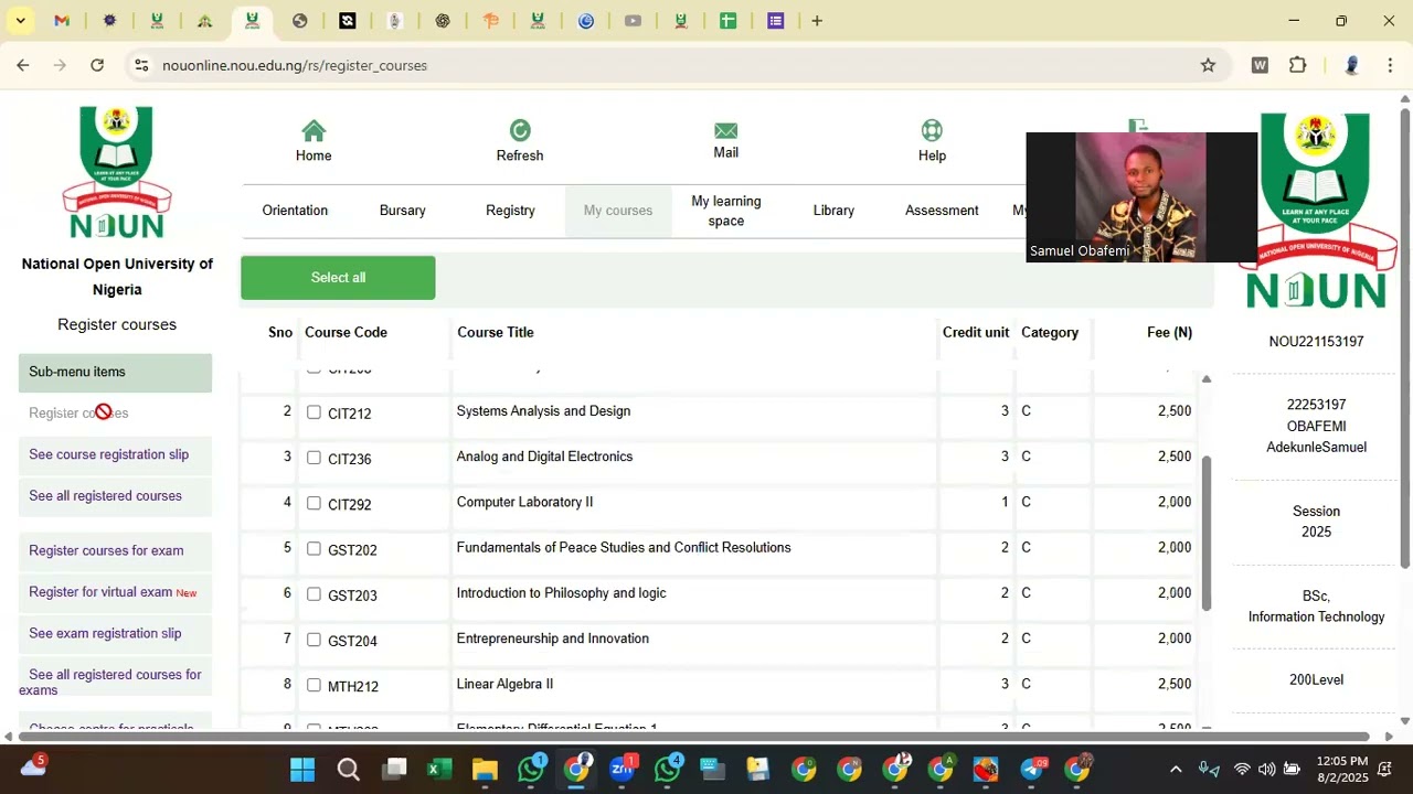 HOW TO DO COURSE AND EXAM REGISTRATION AS A NOUN STUDENT