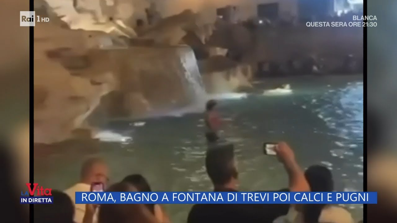 Roma, bagno nella Fontana di Trevi poi calci e pugni - La Vita in diretta - 05/06/2023