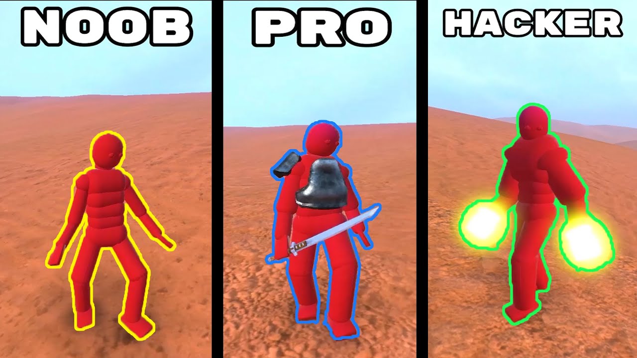 NOOB & PRO & HACKER | Ragdoll Phisics Battles in Overgrowth #1