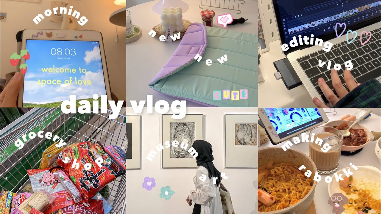 daily vlog 🙇🏻‍♀️🍜 : museum art , grocery , productive , making bed , rabokki 💗👀