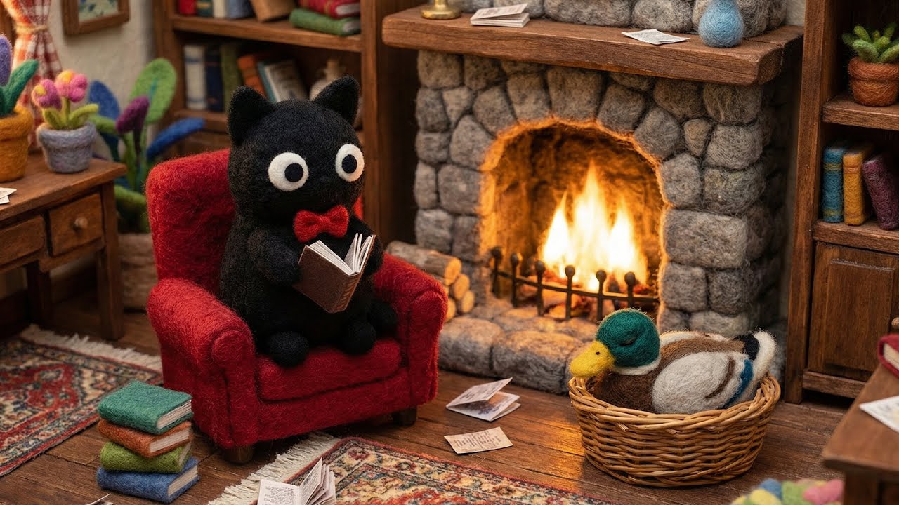 Cozy Reading Night 📚 Crackling Fireplace & Lofi Jazz for Study