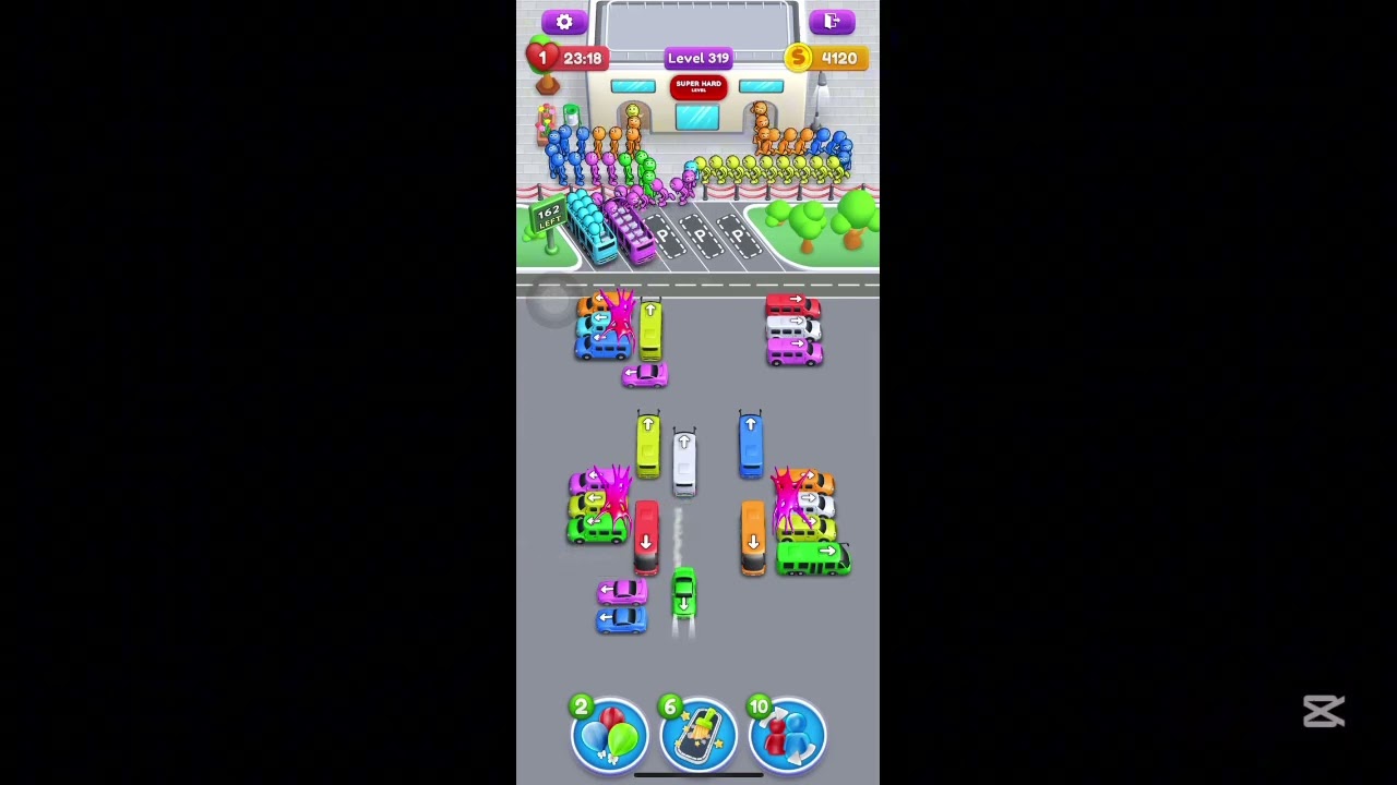 Crowd Express 319 Super Dooper hard level game, almost didn’t make it. 