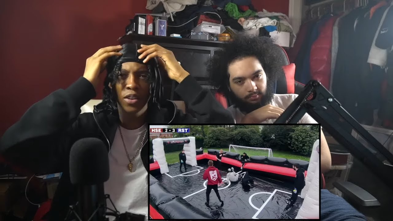 THE COMMENTARY BY KSI WILD 🤣💀 | AMERICANS REACT TO SIDEMEN GIANT SLIP AND SLIDE FOOTBALL