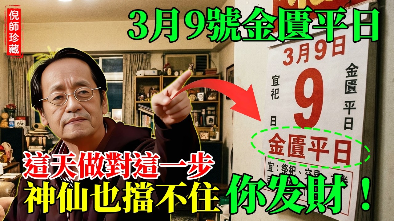 倪海廈：3月9號「金匱平日」，出門千萬別穿「這顏色」！直接破壞氣血歹運纏身！做對「這一步」朝正南走，神仙也擋不住你發財！#倪海廈 #風水命理 #壬午日 #五行穿搭 #易經風水 #金匱吉星 #招財風水