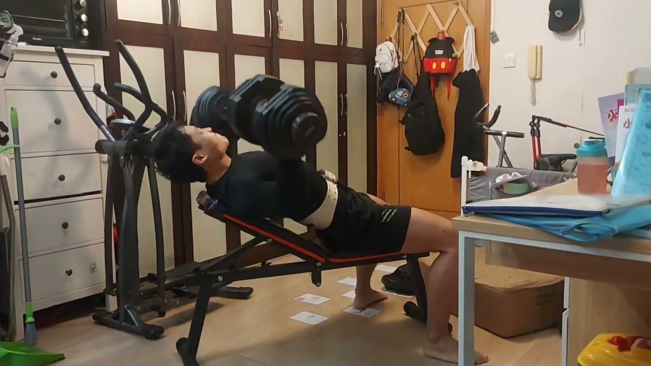 Incline Dumbbell Bench Press at Home with 90 lbs dumbbells