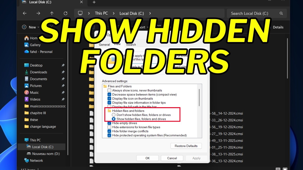 How to Show Hidden Files and Folders on Windows 11