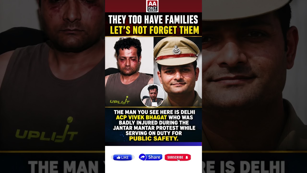 👮🇮🇳 DELHI ACP VIVEK BHAGAT INJURED DURING JANTAR MANTAR PROTEST | DUTY BEFORE SELF ❤️ #shorts