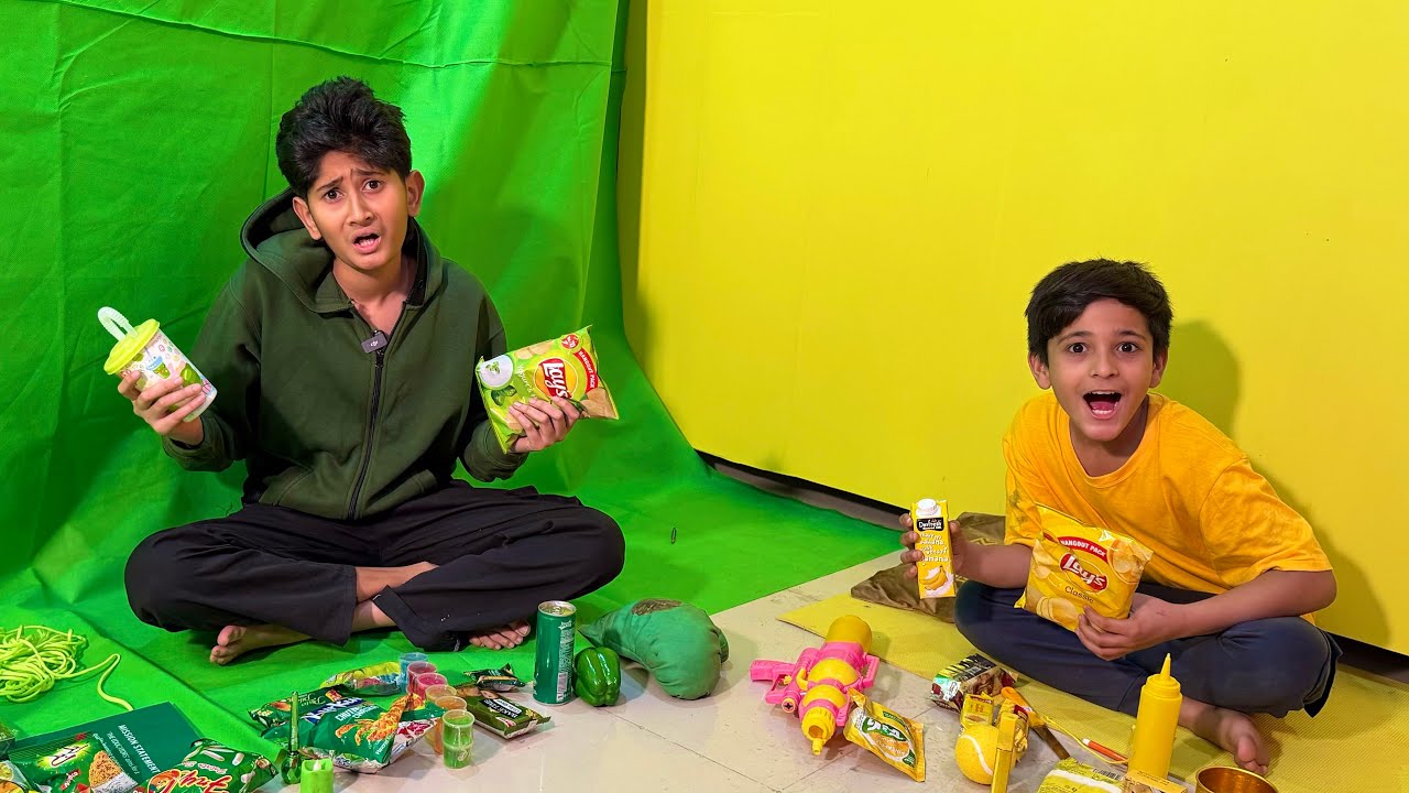 YELLOW VS GREEN ONE COLOR CHALLENGE FOR 24 HOURS