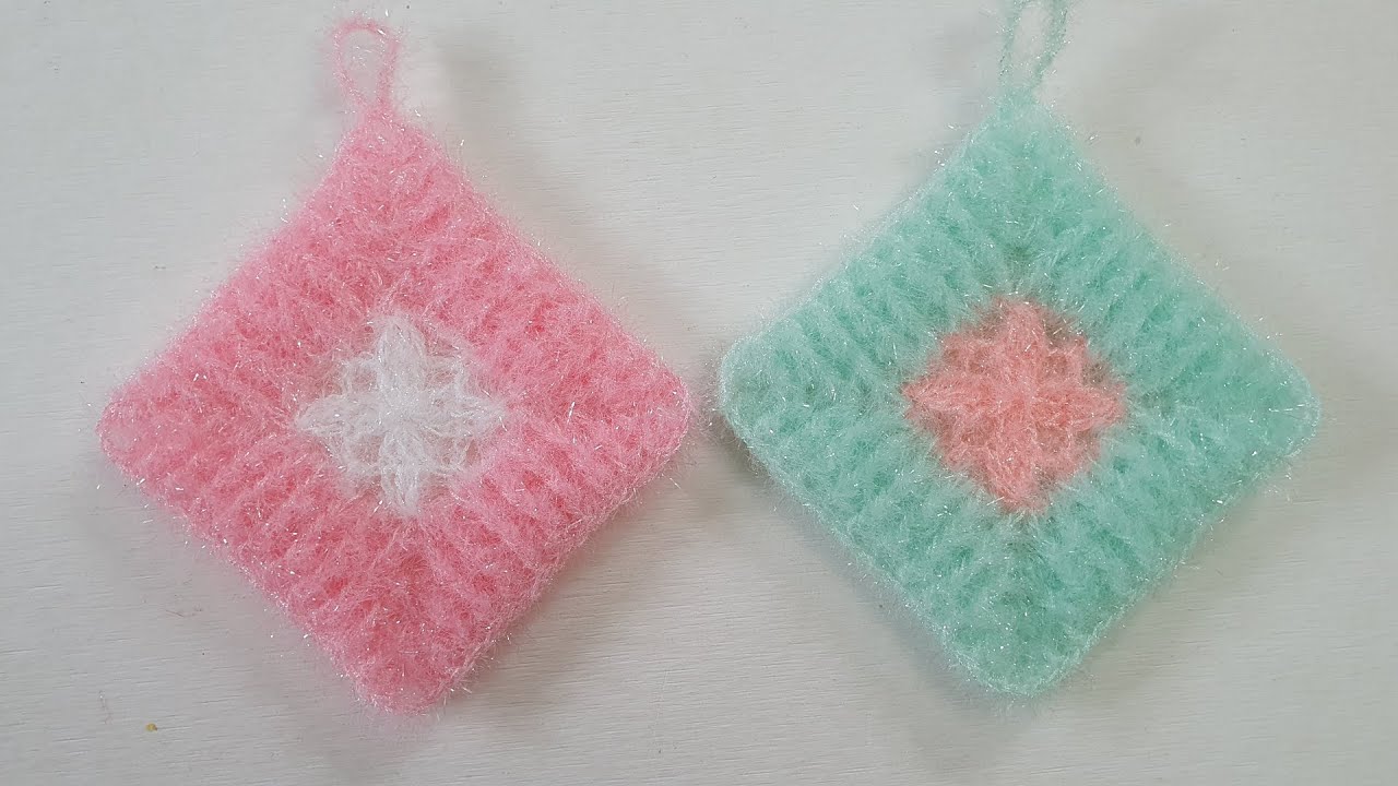 💖47만뷰💖 코바늘 수세미/사각사각수세미  Crochet  Dish Scrubber