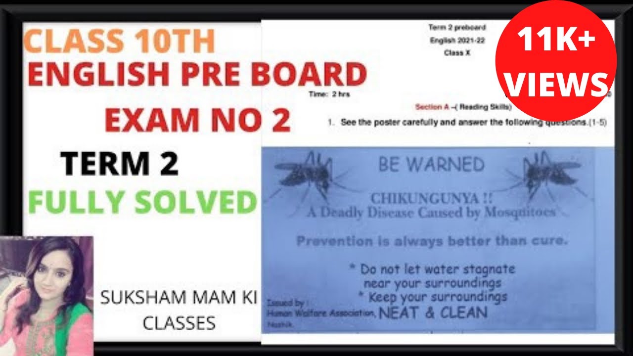 CLASS 10TH TERM 2 ENGLISH PRE BOARD EXAM PRACTICE EXAM NO 2 PSEB
