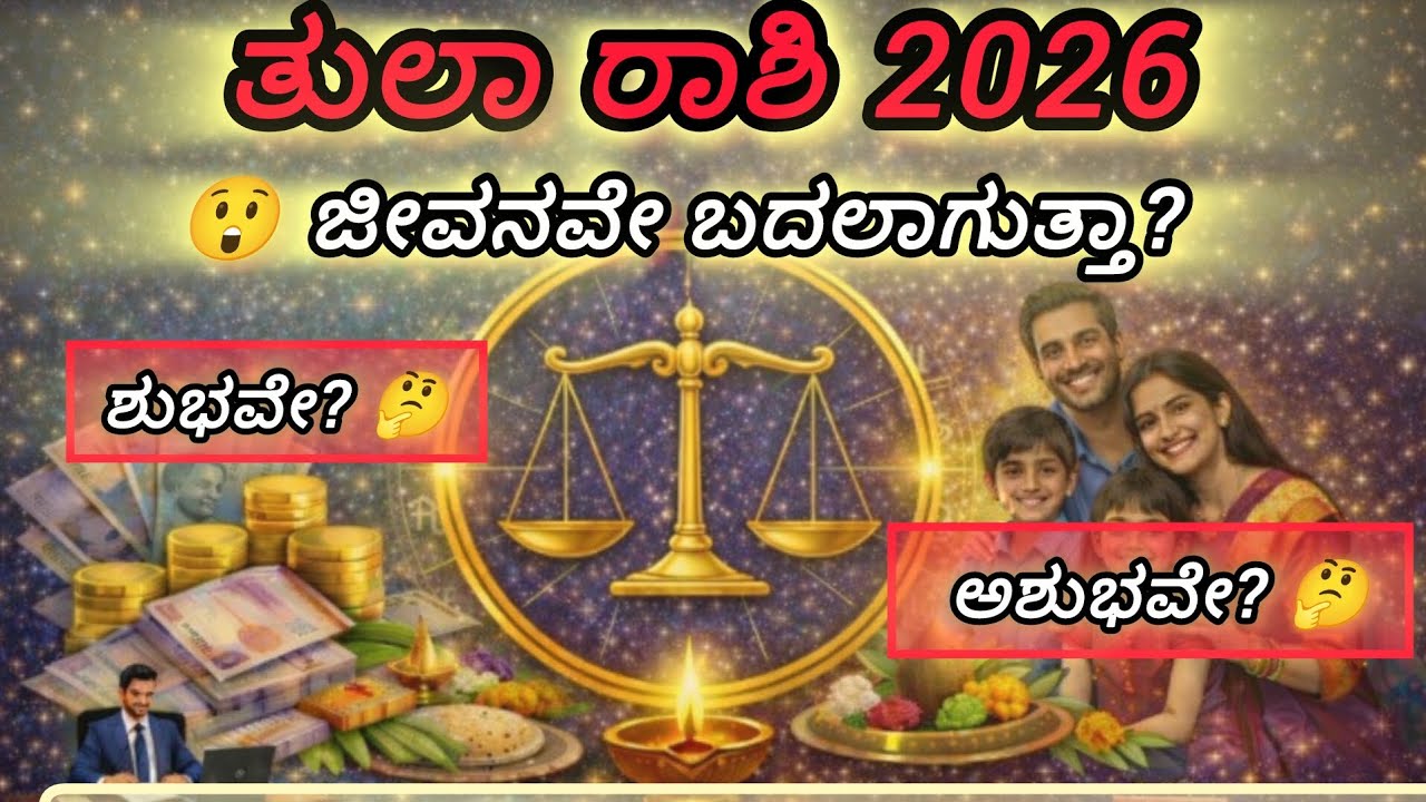 “ತುಲಾ ರಾಶಿಯವರಿಗೆ 2026ರಲ್ಲಿ ಜೀವನವೇ ಬದಲಾಗುತ್ತಾ? ಉದ್ಯೋಗ, ಹಣ, ಪ್ರೀತಿ, ಮದುವೆ – ಸಂಪೂರ್ಣ ಭವಿಷ್ಯ ಇಲ್ಲಿ!”