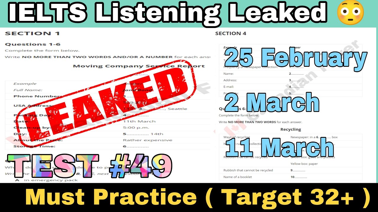 Real Exam Listening Test Leaked 😱 | 25 feb , 11 march & 2 march | Try to achieve 7+ Band #FEBRUARY