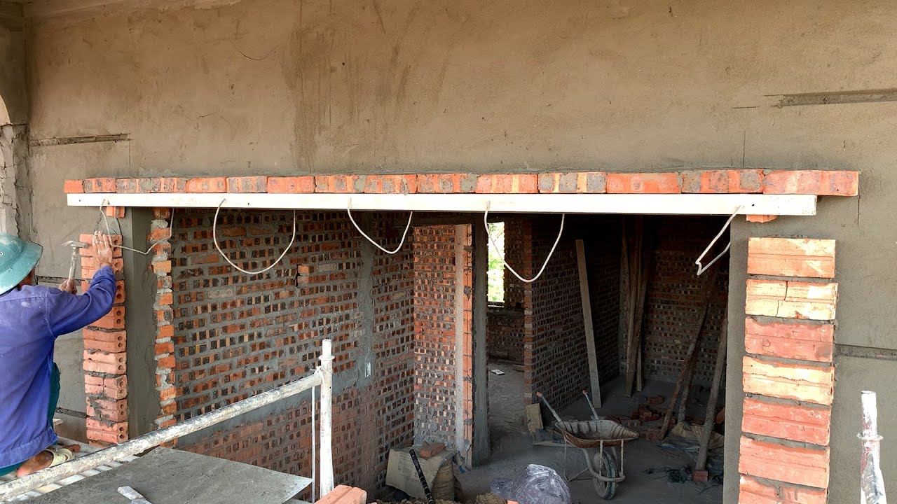 Outdoor Balcony Door Decoration Construction Using Bricks & Cement | Beautiful and Durable Over Time