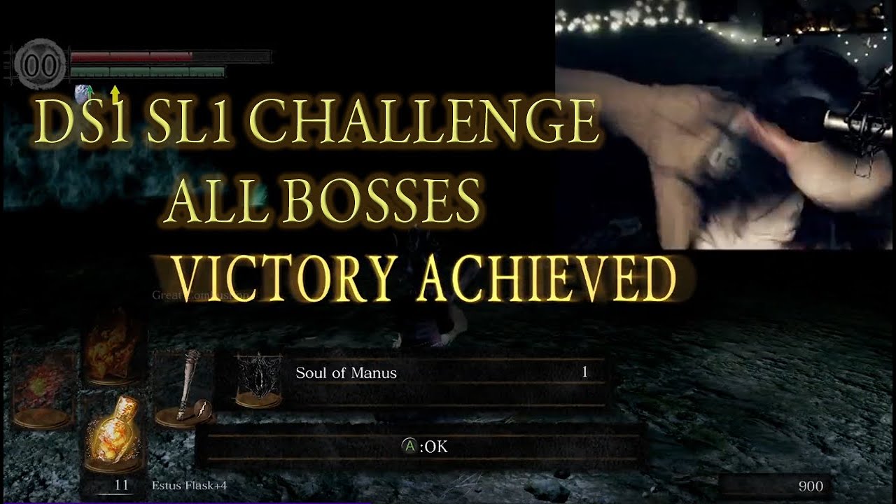 Dark Souls 1 Soul Level 1 Challenge All Boss Kills (Base + DLC)!!!! (WARNING lots of swearing)