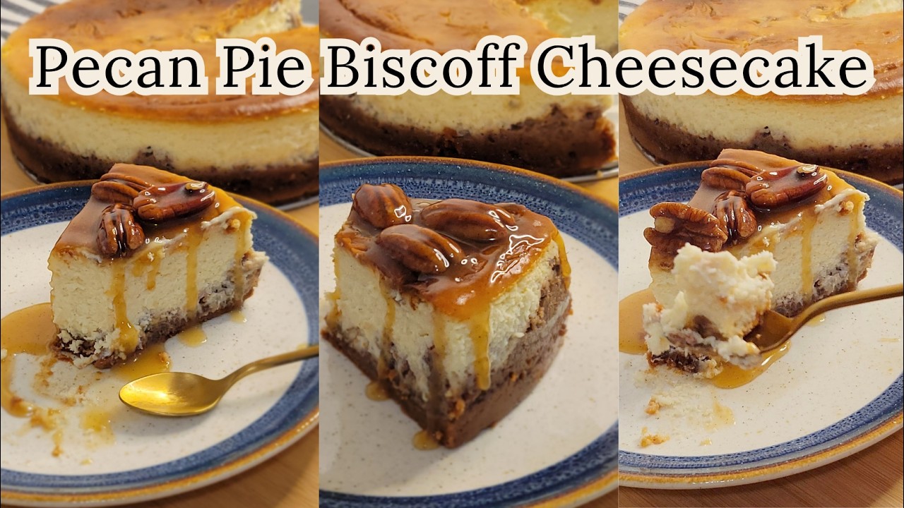 Pecan Pie Cheesecake with Biscoff Swirl | Creamy & Rich