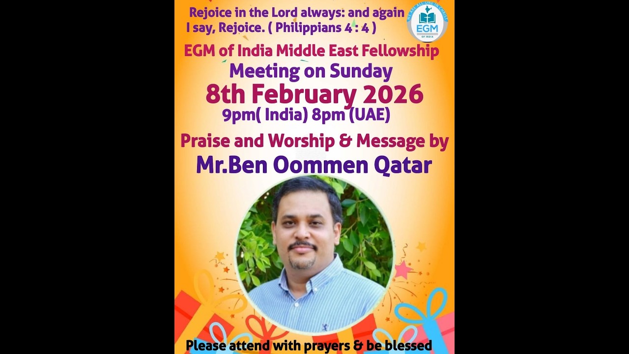 🟣🟣🌺🌺🌺ECUMENICAL GOSPEL MISSION OF INDIA . ( EGM ) MIDDLE  EAST  FELLOWSHIP  🌺🌺🌺 🟣🟣.