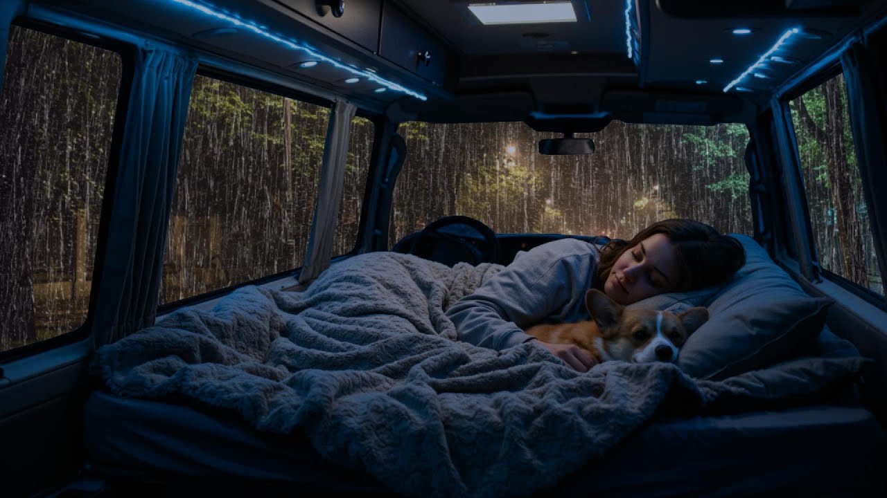 Rain Sounds & Thunder on Cozy Car 🌧️ Fall Asleep with Deep Sleep ASMR,Stress Relief & Peaceful Night