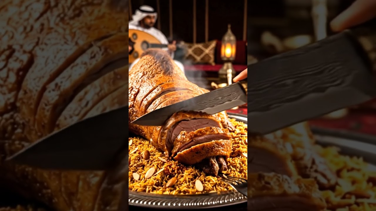 ASMR Whole Camel Roast with Saffron Mandi Rice | Arabian Desert Feast #fy #fypシ #viralshorts #shorts