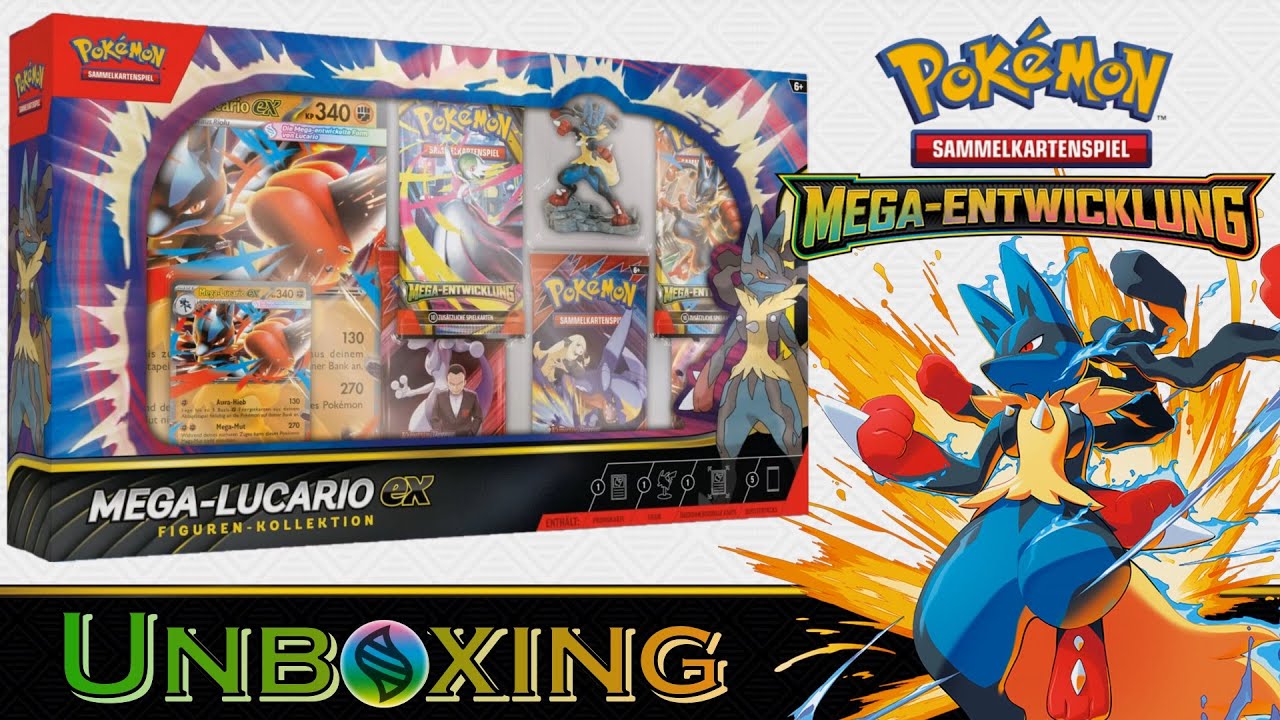 UNBOXING - Mega-Entwicklung Mega-Lucario ex Figuren-Kollektion - Pokémon TCG
