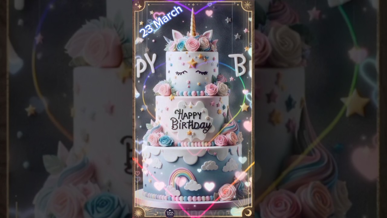 23 March Birthday Wishes 💖| Happy Birthday Song #happybirthday #march #birthdaystatus #cake  #shorts