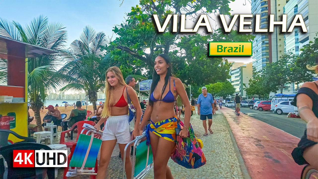 Life by the Sea &mdash; Walking Praia da Costa Boardwalk 🇧🇷 Brazil 【 4K UHD 】