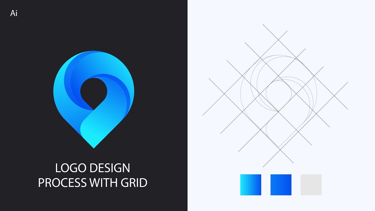 Процесс разработки современного логотипа с каплей воды | Уроки по Adobe Illustrator